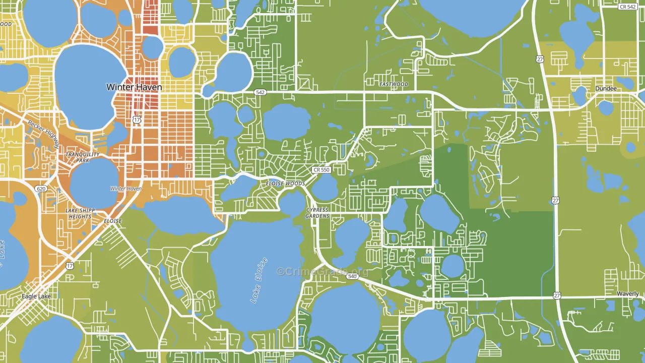 Cypress Gardens, FL Map of Vehicle Theft Rates
