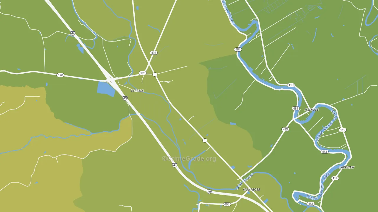 Cypress, LA Map of Vehicle Theft Rates
