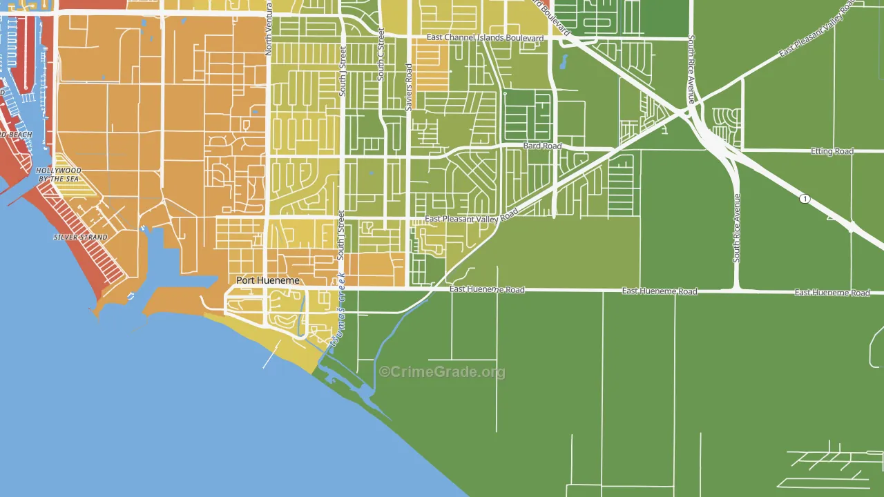 Cypress, Oxnard, CA Map of Vehicle Theft Rates