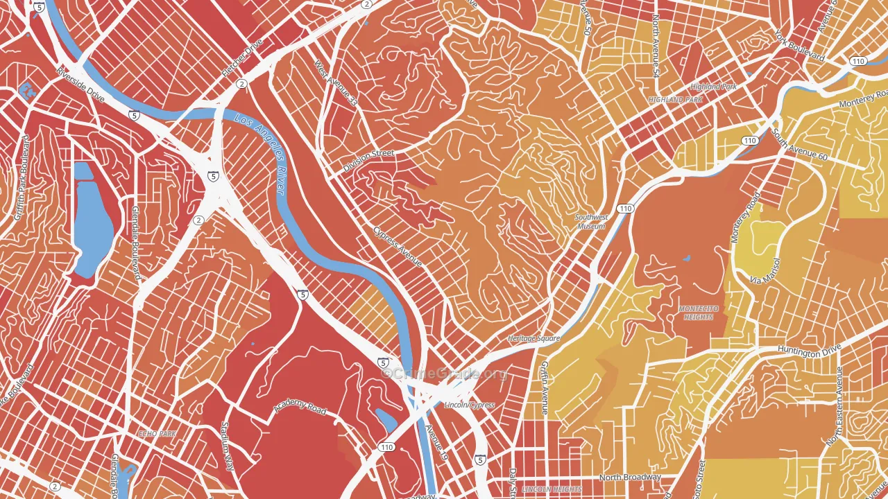 Cypress Park, Los Angeles, CA Map of Vehicle Theft Rates