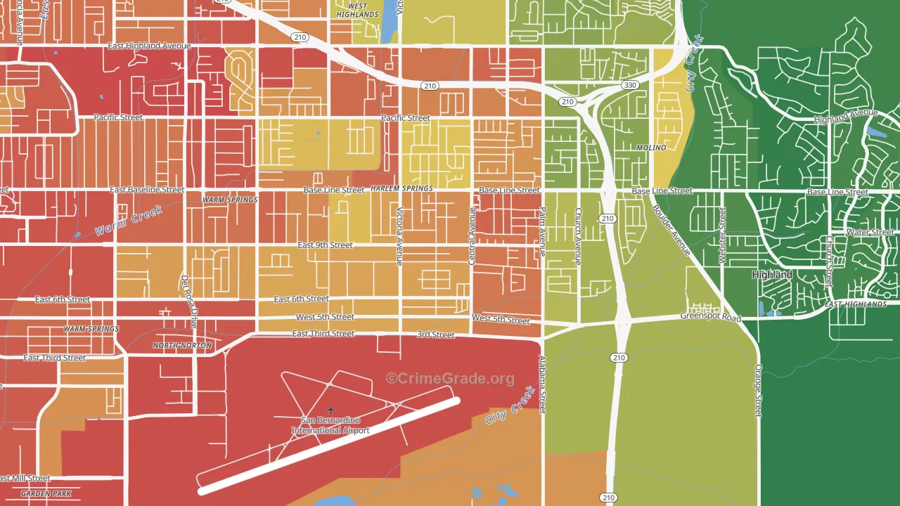 Cypress-Riverside, Highland, CA Map of Vehicle Theft Rates