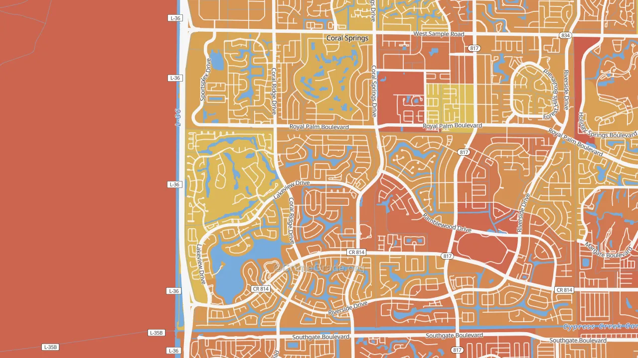Cypress Run, Coral Springs, FL Map of Vehicle Theft Rates