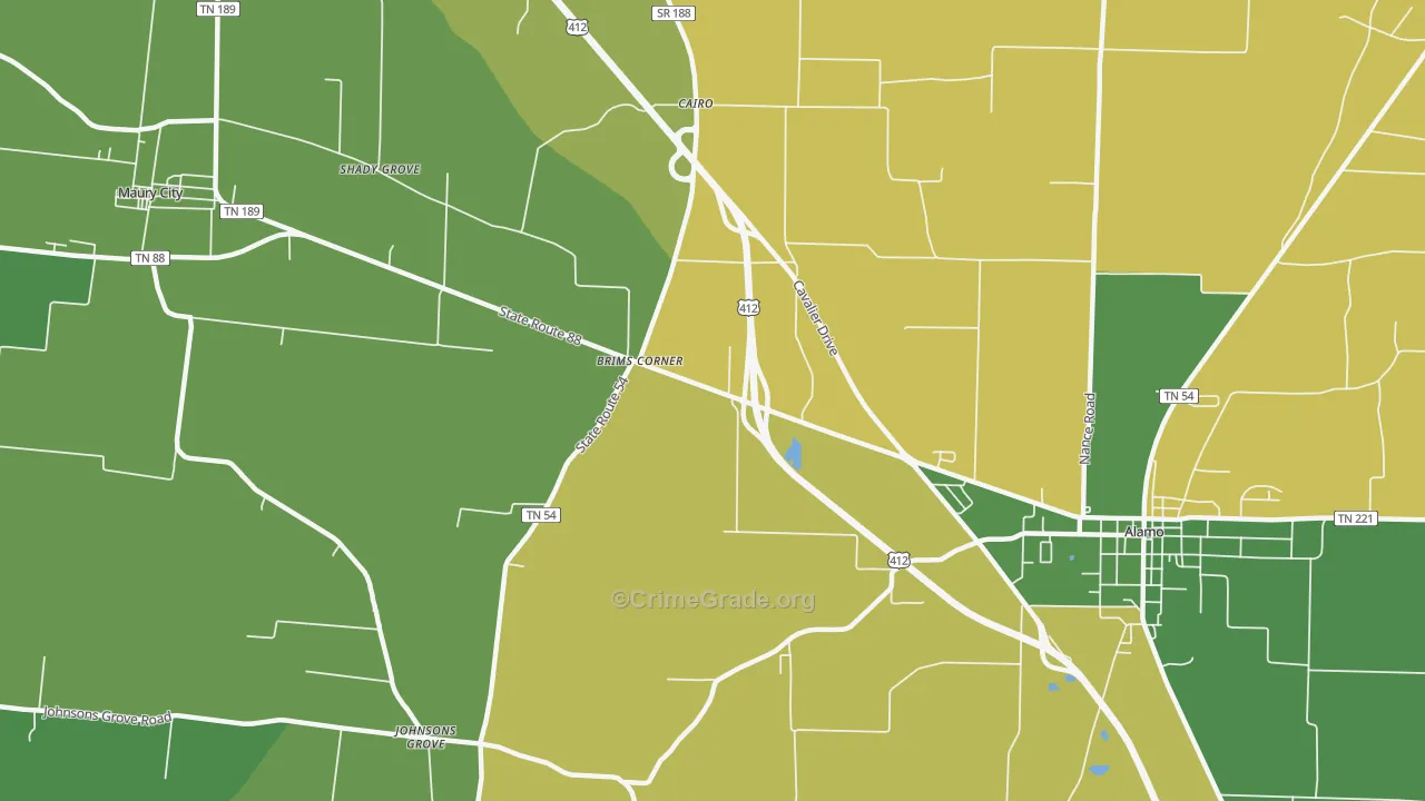 Cypress, TN Map of Vehicle Theft Rates