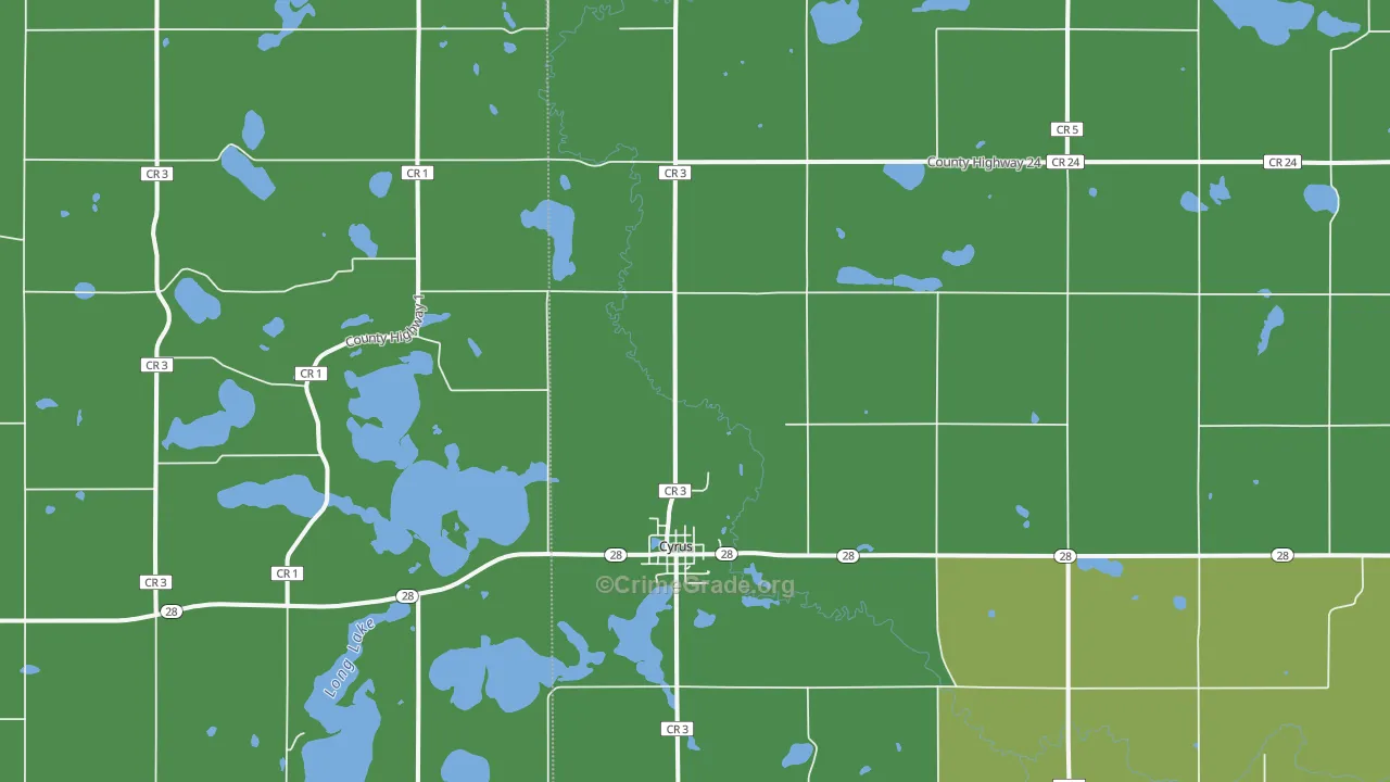 Cyrus, MN Map of Vehicle Theft Rates