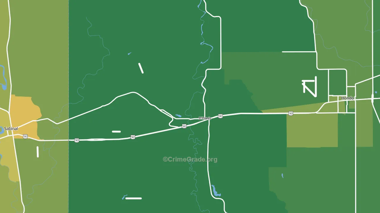 D'Hanis, TX Map of Vehicle Theft Rates