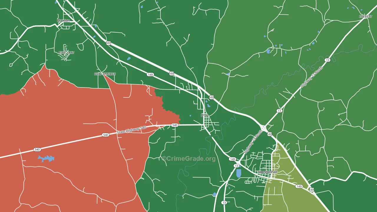 D'Lo, MS Map of Vehicle Theft Rates