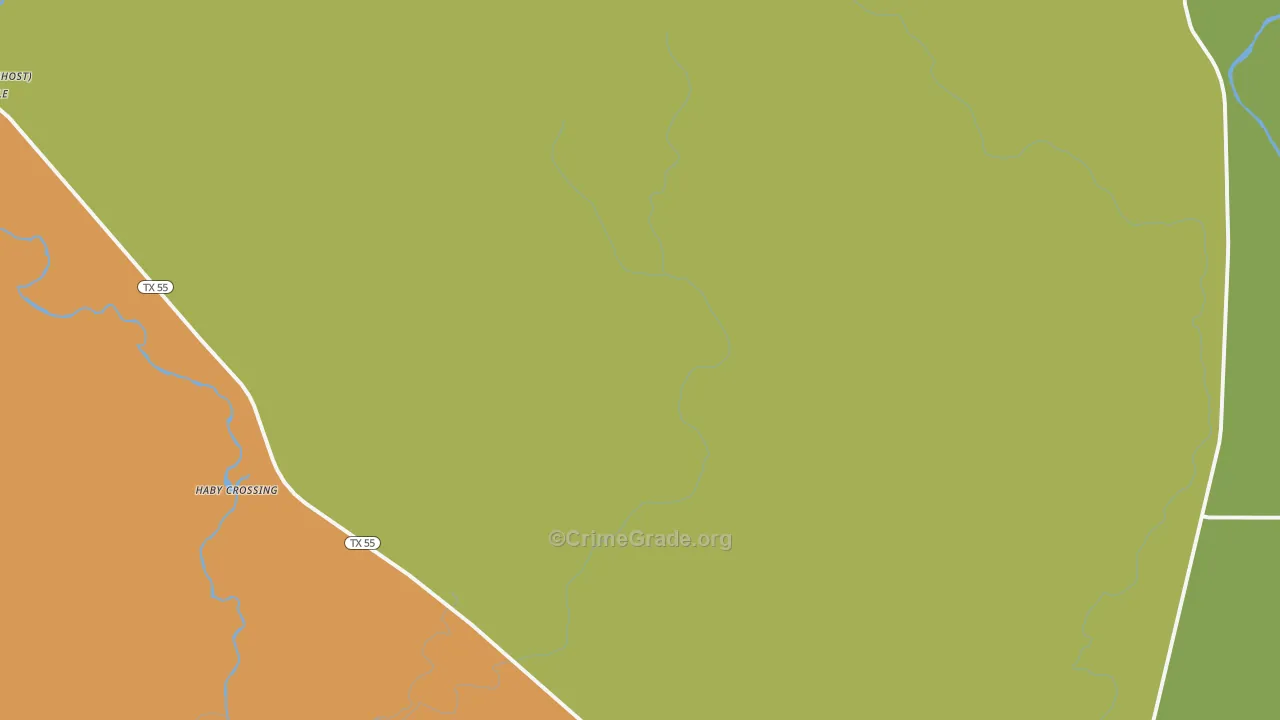 Dabney, TX Map of Vehicle Theft Rates