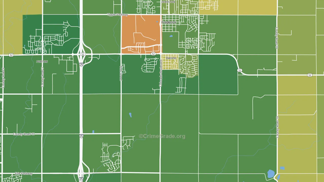 Dacono, CO Map of Vehicle Theft Rates