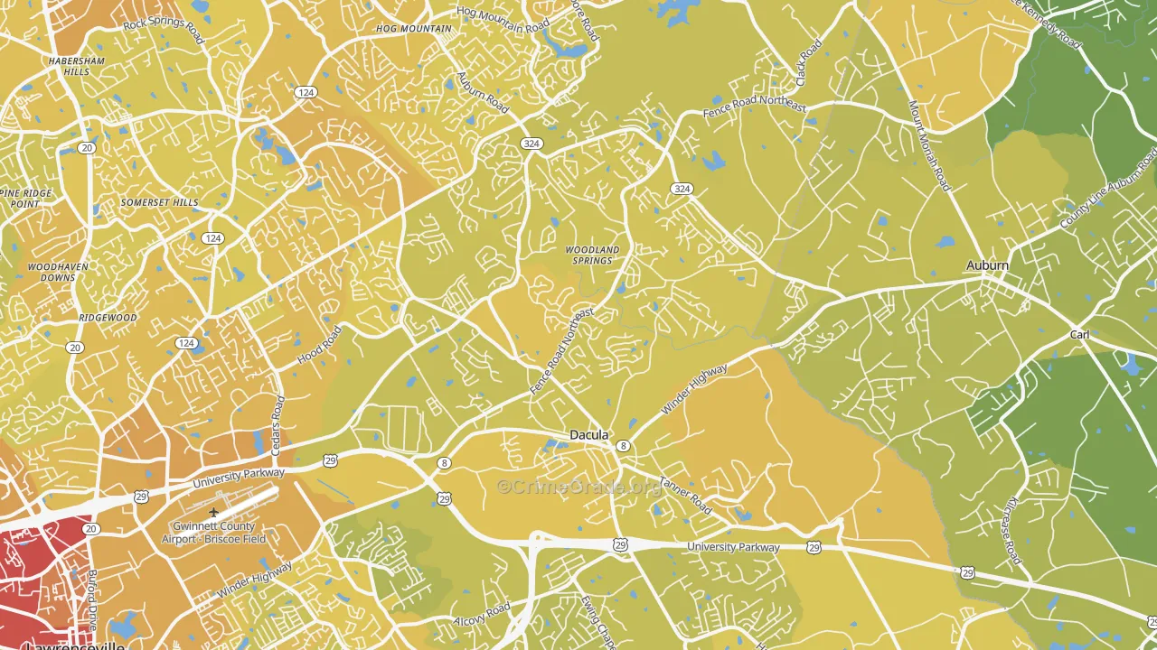 Dacula, GA Map of Vehicle Theft Rates