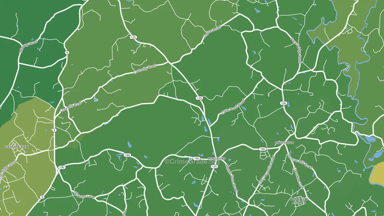 Dacusville, SC Map of Vehicle Theft Rates