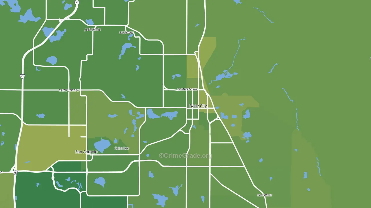 Dade City, FL Map of Vehicle Theft Rates
