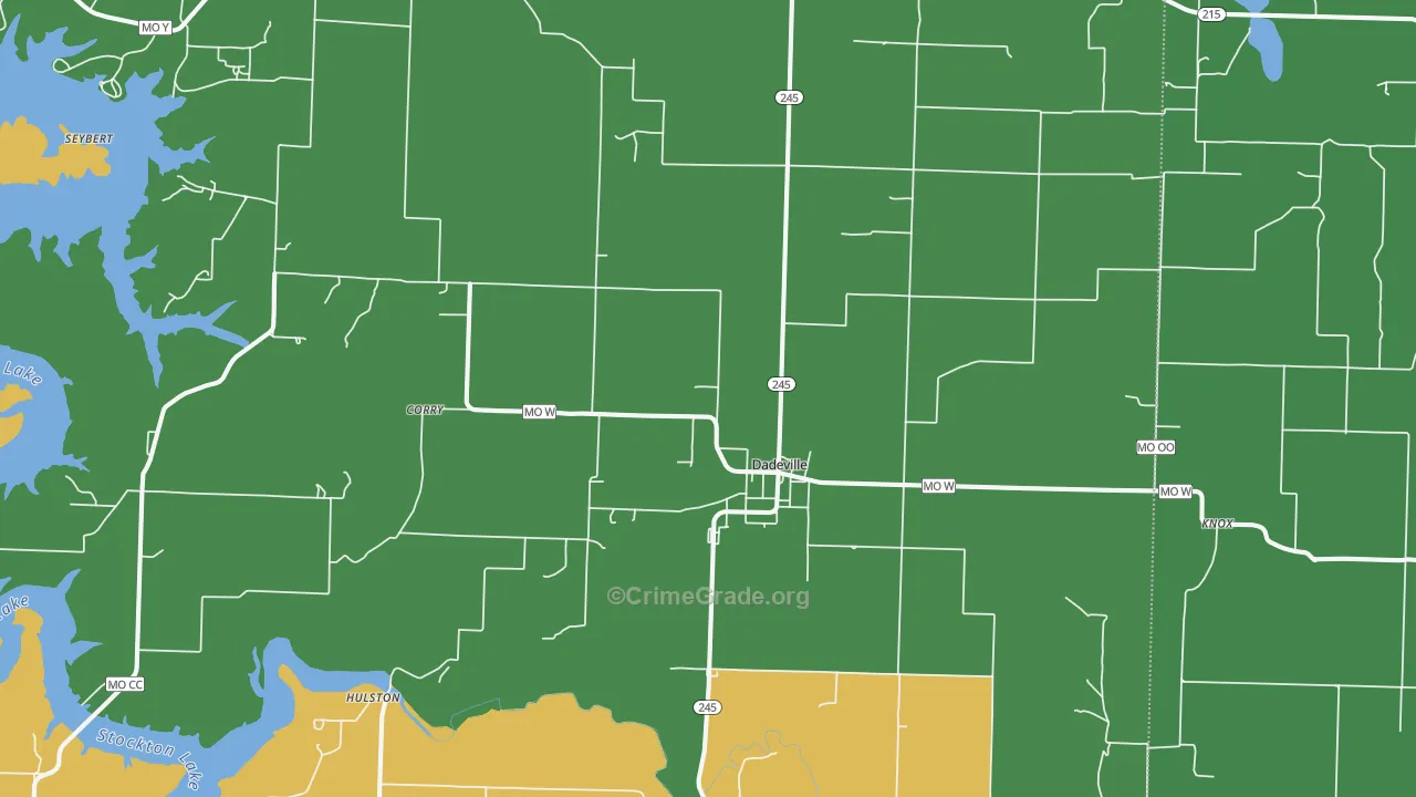 Dadeville, MO Map of Vehicle Theft Rates