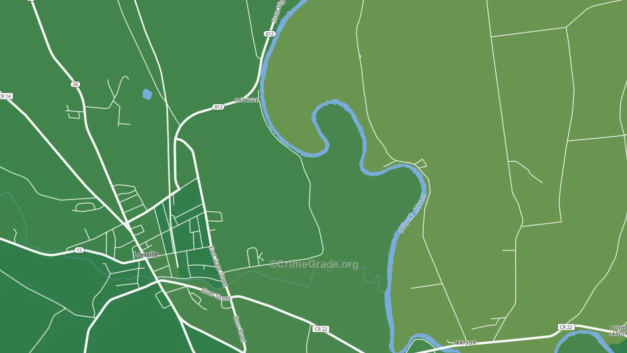 Dadville, NY Map of Vehicle Theft Rates