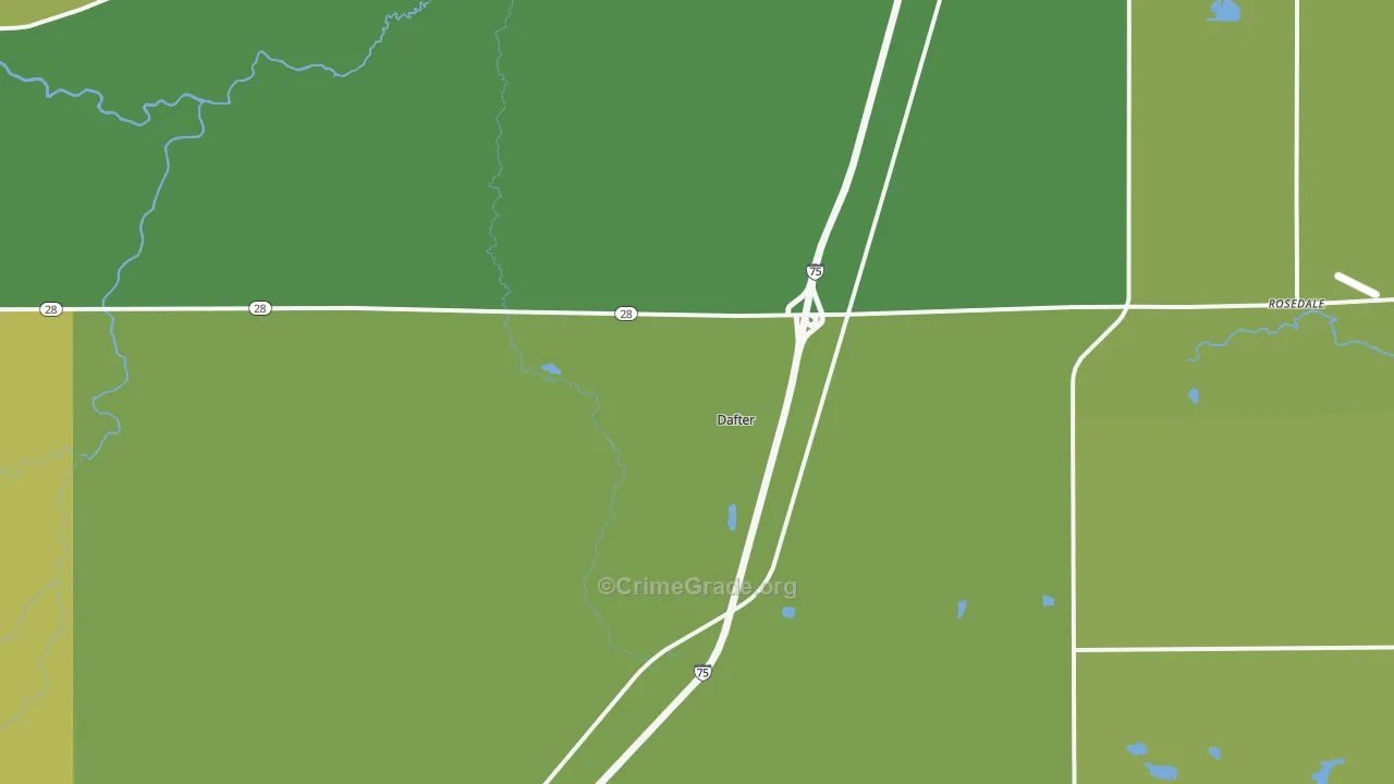 Dafter, MI Map of Vehicle Theft Rates