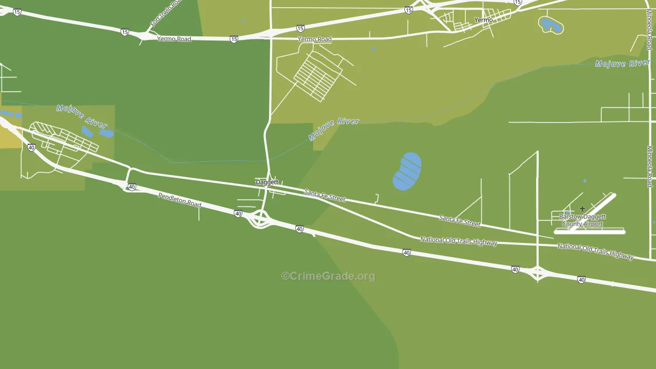 Daggett, CA Map of Vehicle Theft Rates