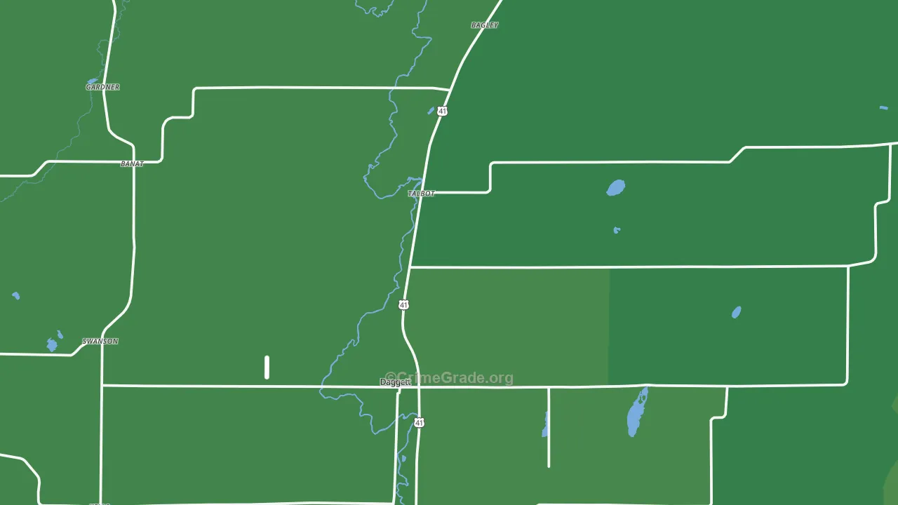 Daggett, MI Map of Vehicle Theft Rates