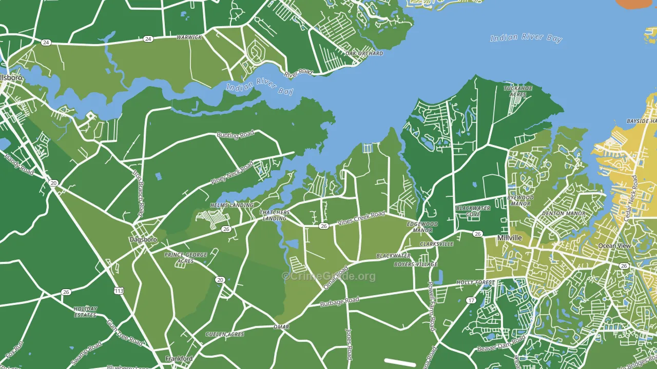 Dagsboro, DE Map of Vehicle Theft Rates