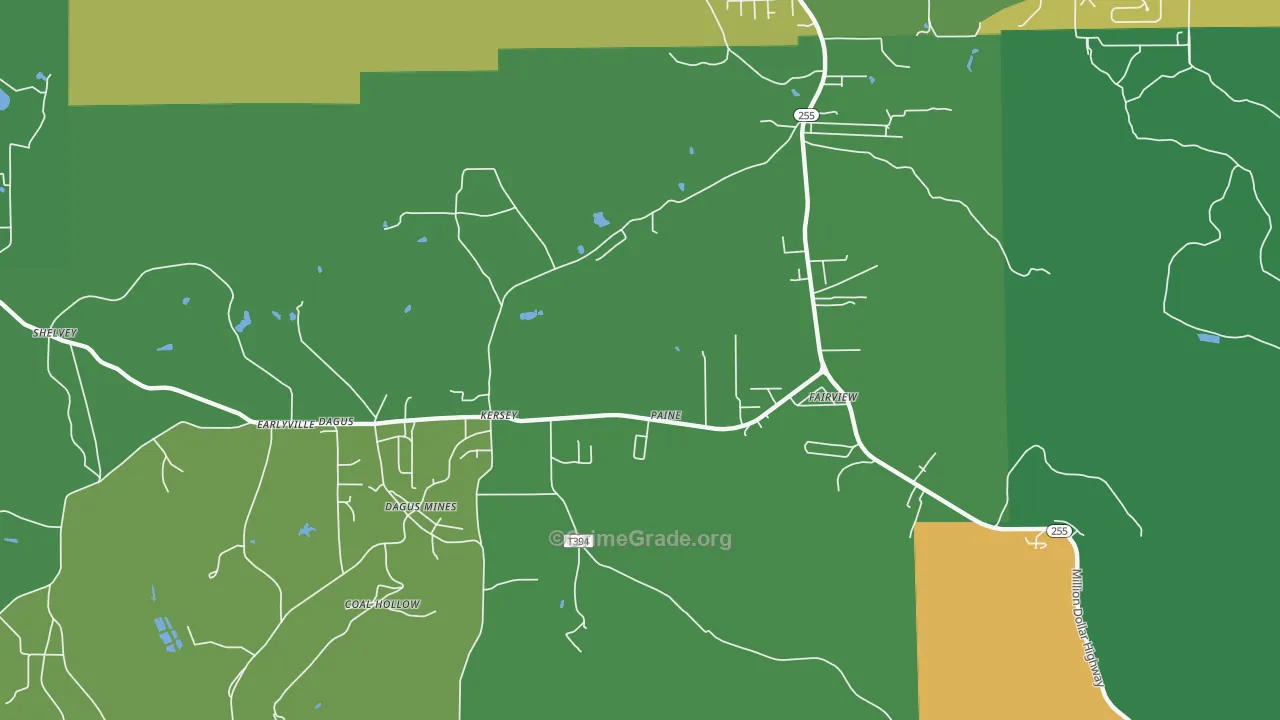 Dagus, PA Map of Vehicle Theft Rates