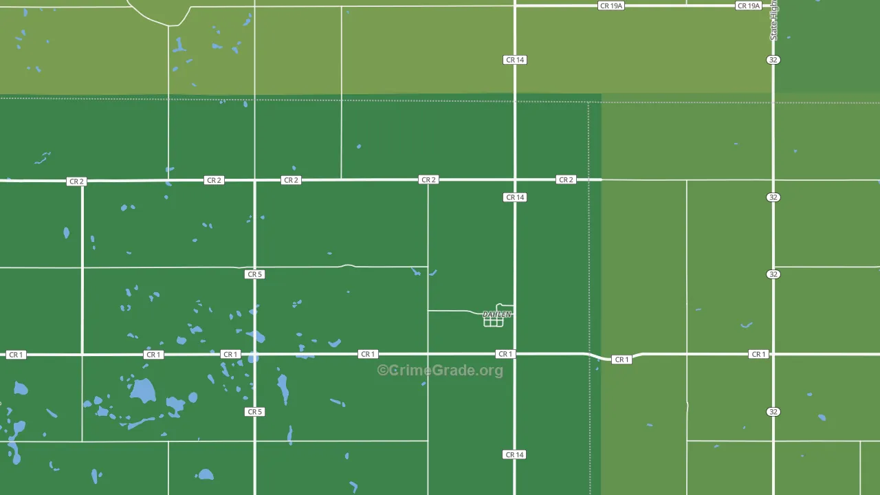 Dahlen, ND Map of Vehicle Theft Rates