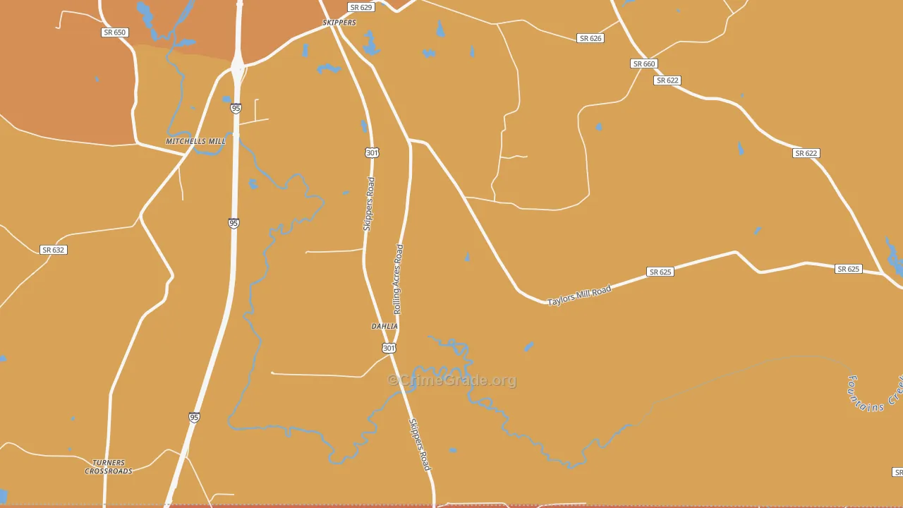 Dahlia, VA Map of Vehicle Theft Rates