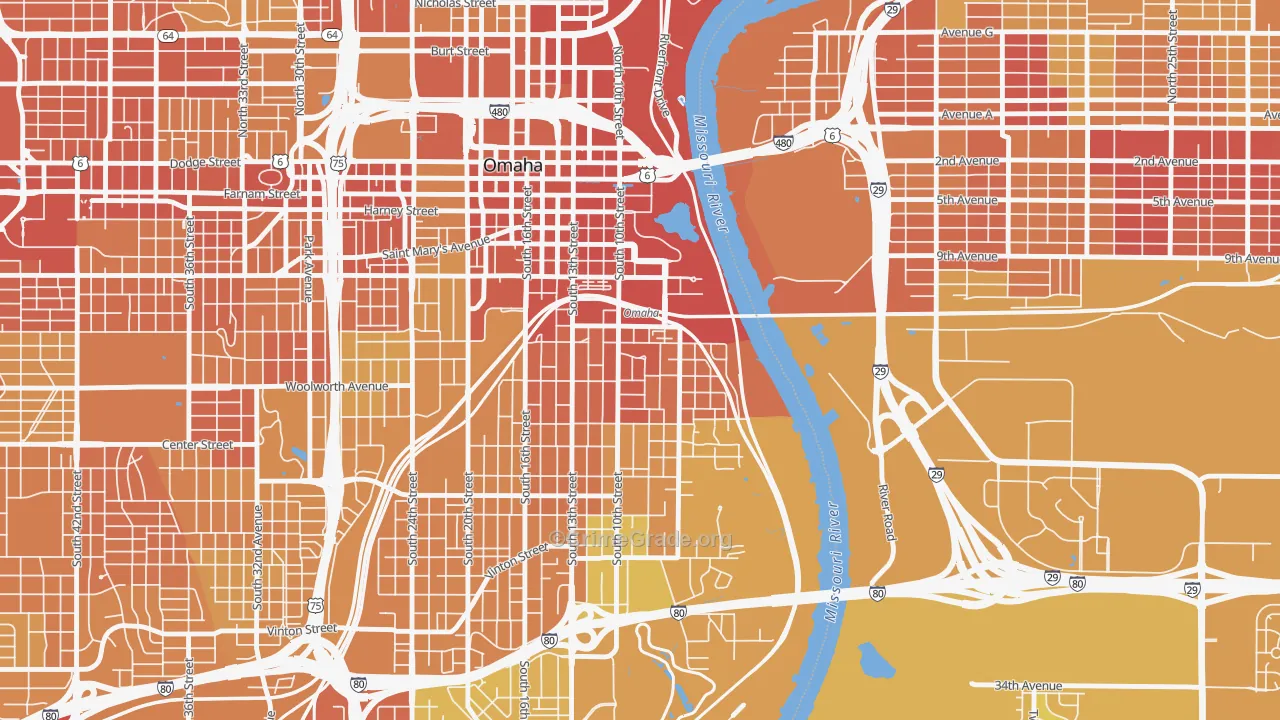 Dahlman, Omaha, NE Map of Vehicle Theft Rates
