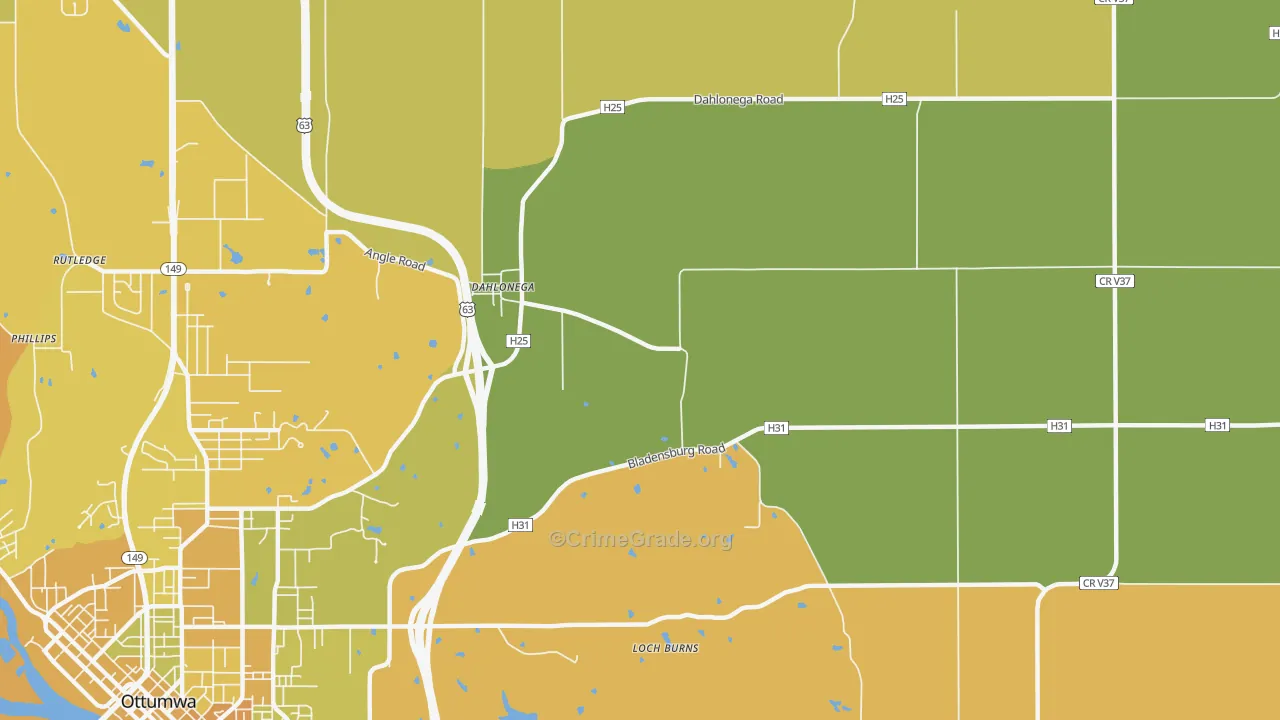 Dahlonega, IA Map of Vehicle Theft Rates