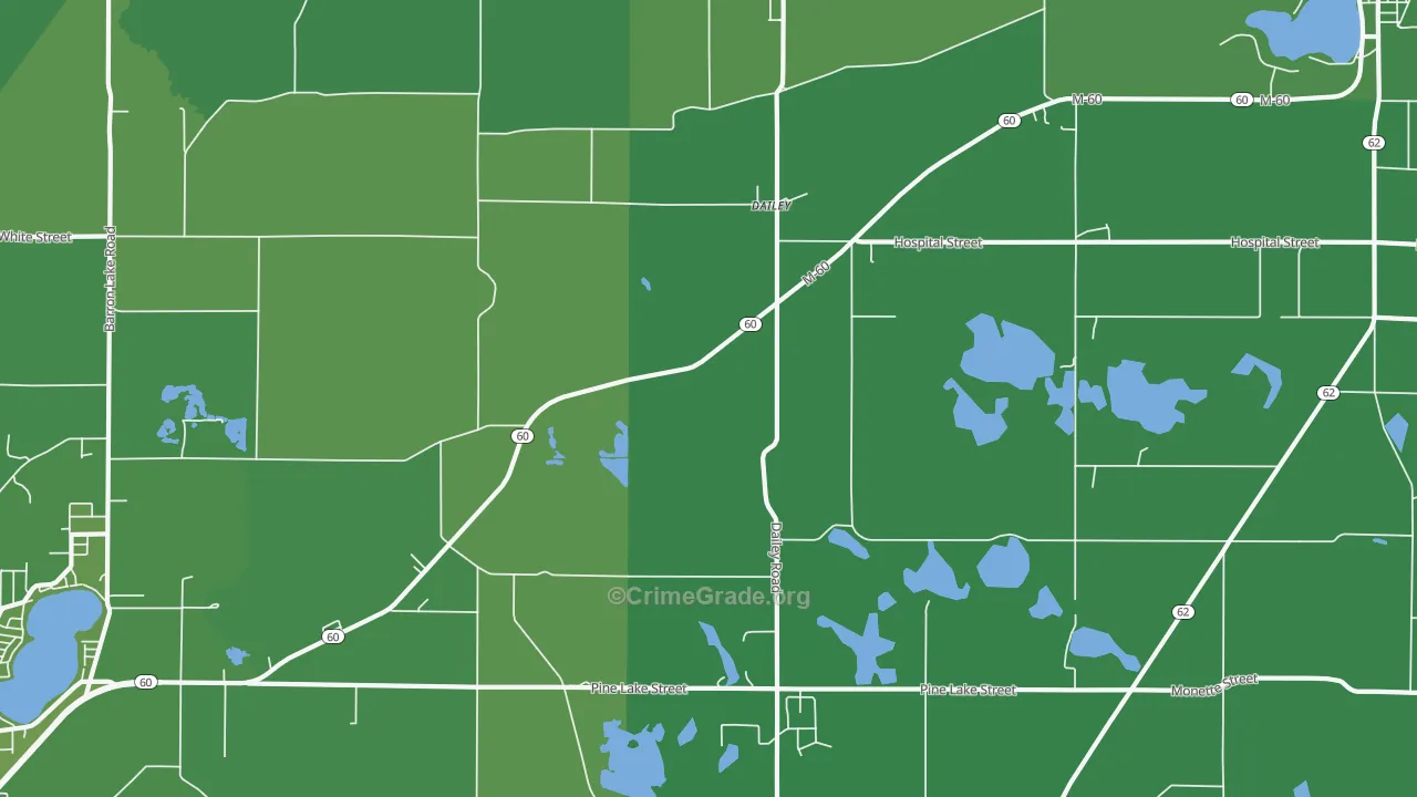 Dailey, MI Map of Vehicle Theft Rates