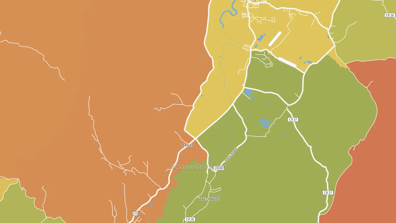 Dailey, WV Map of Vehicle Theft Rates