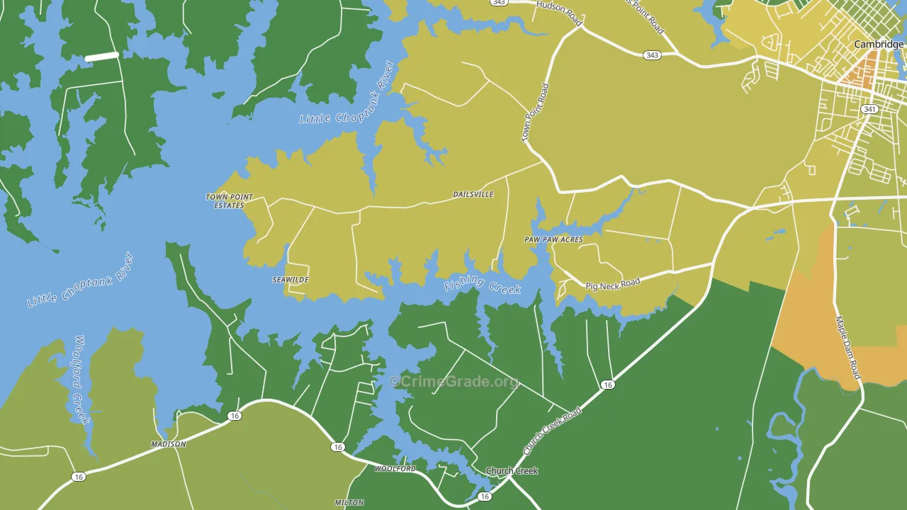 Dailsville, MD Map of Vehicle Theft Rates
