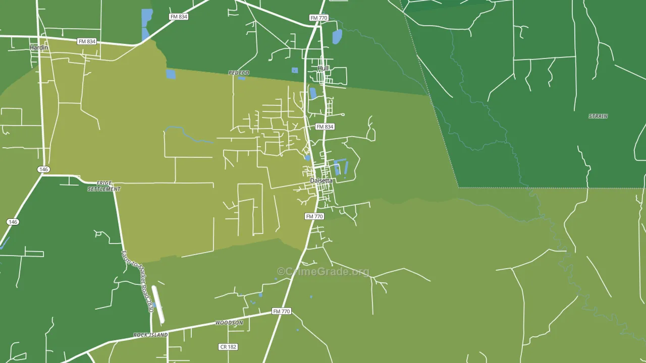 Daisetta, TX Map of Vehicle Theft Rates