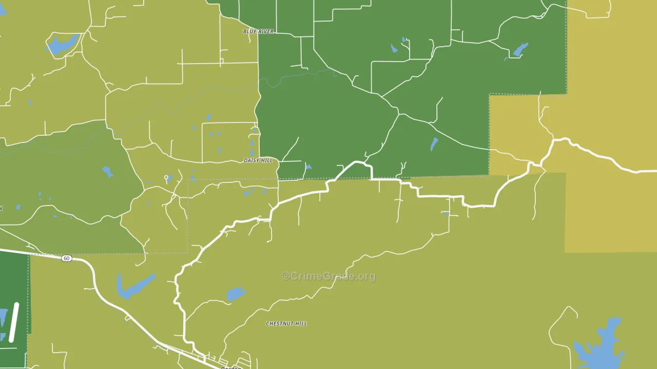 Daisy Hill, IN Map of Vehicle Theft Rates