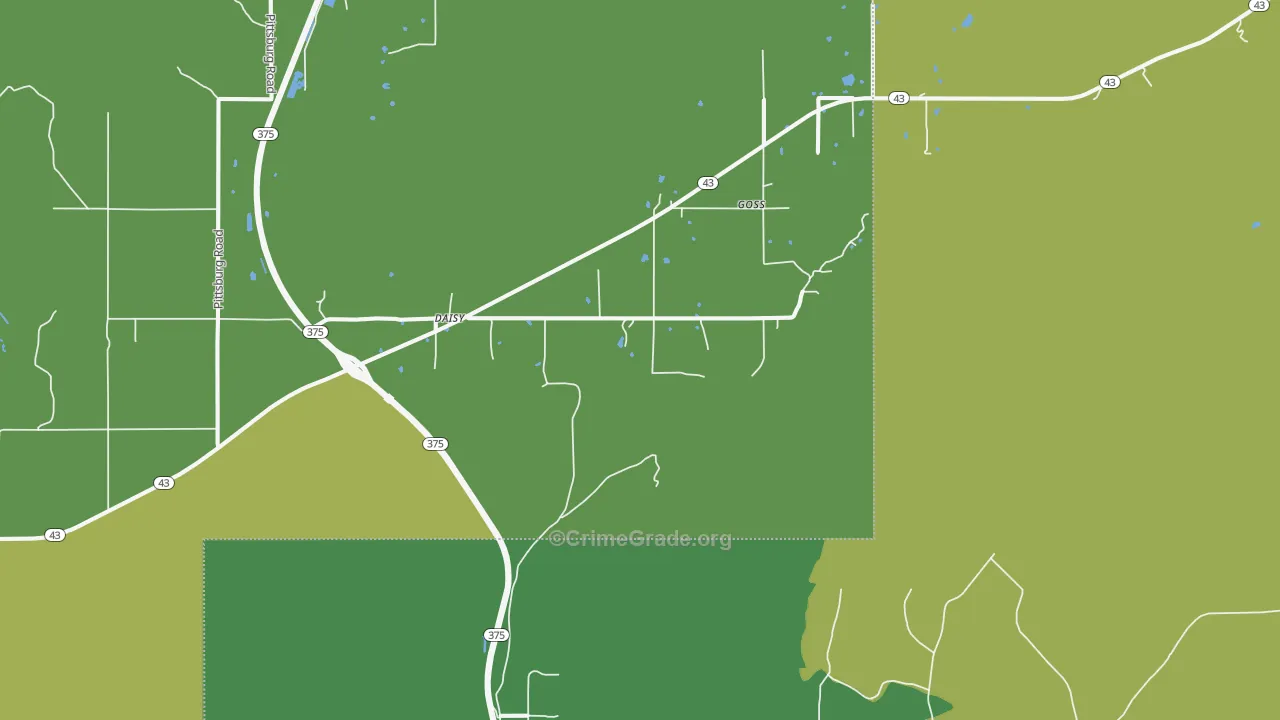 Daisy, OK Map of Vehicle Theft Rates