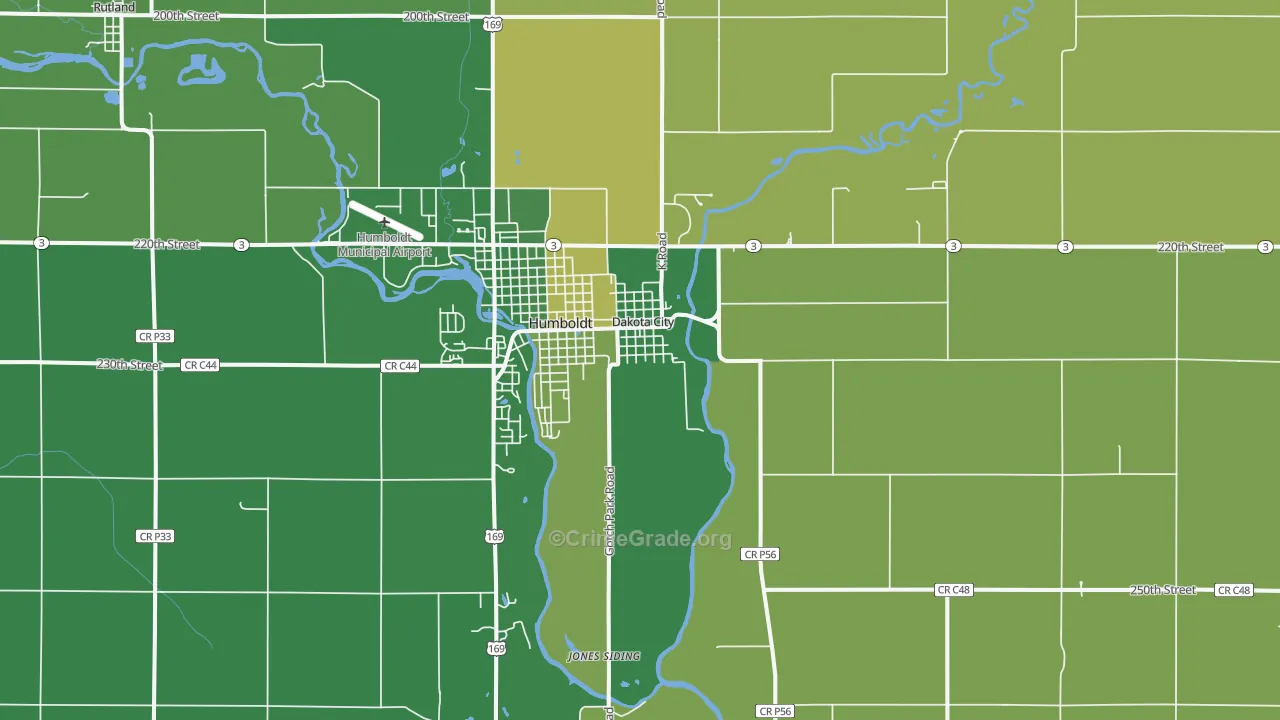 Dakota City, IA Map of Vehicle Theft Rates