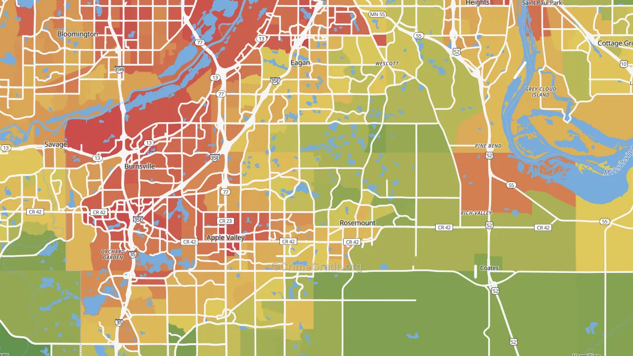 Dakota County, MN Map of Vehicle Theft Rates