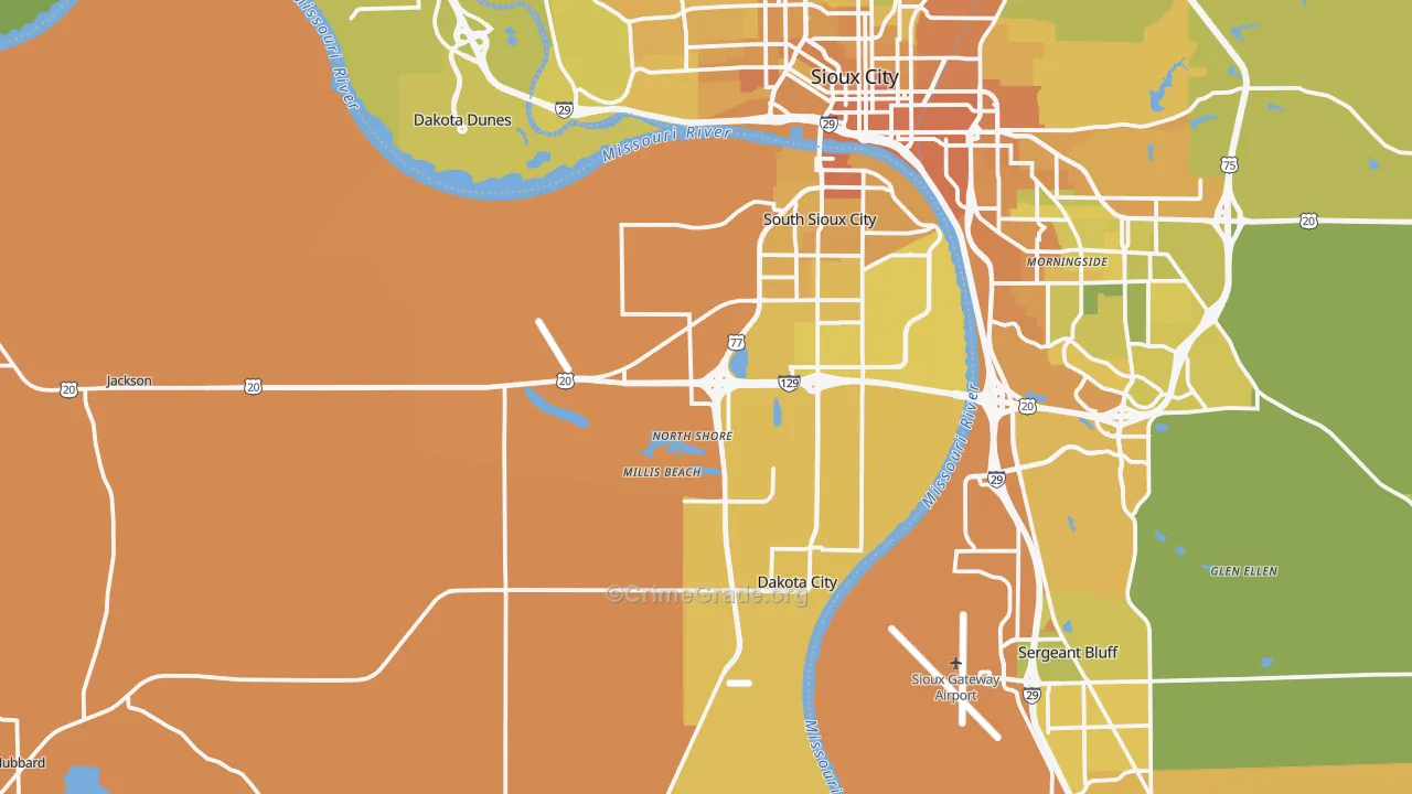 Dakota County, NE Map of Vehicle Theft Rates