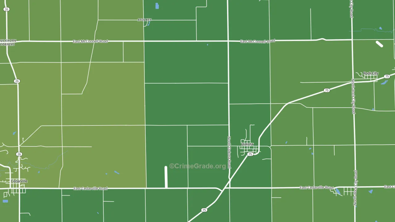 Dakota, IL Map of Vehicle Theft Rates
