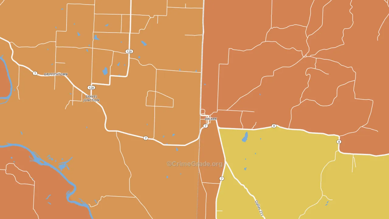 Dalark, AR Map of Vehicle Theft Rates