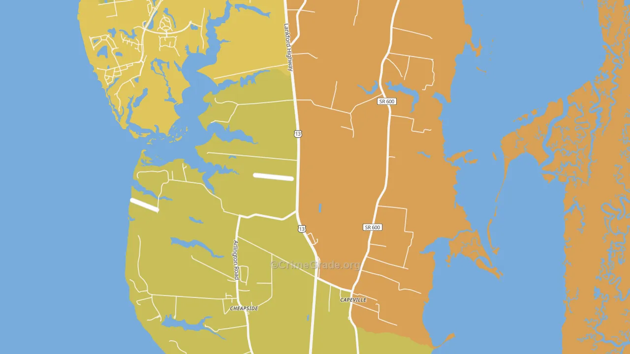 Dalbys, VA Map of Vehicle Theft Rates