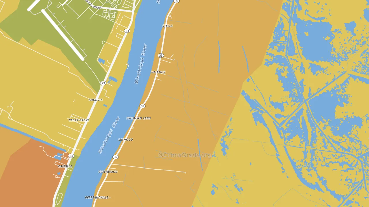 Dalcour, LA Map of Vehicle Theft Rates