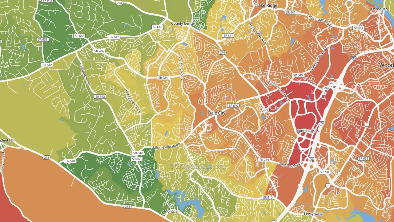 Dale City, VA Map of Vehicle Theft Rates