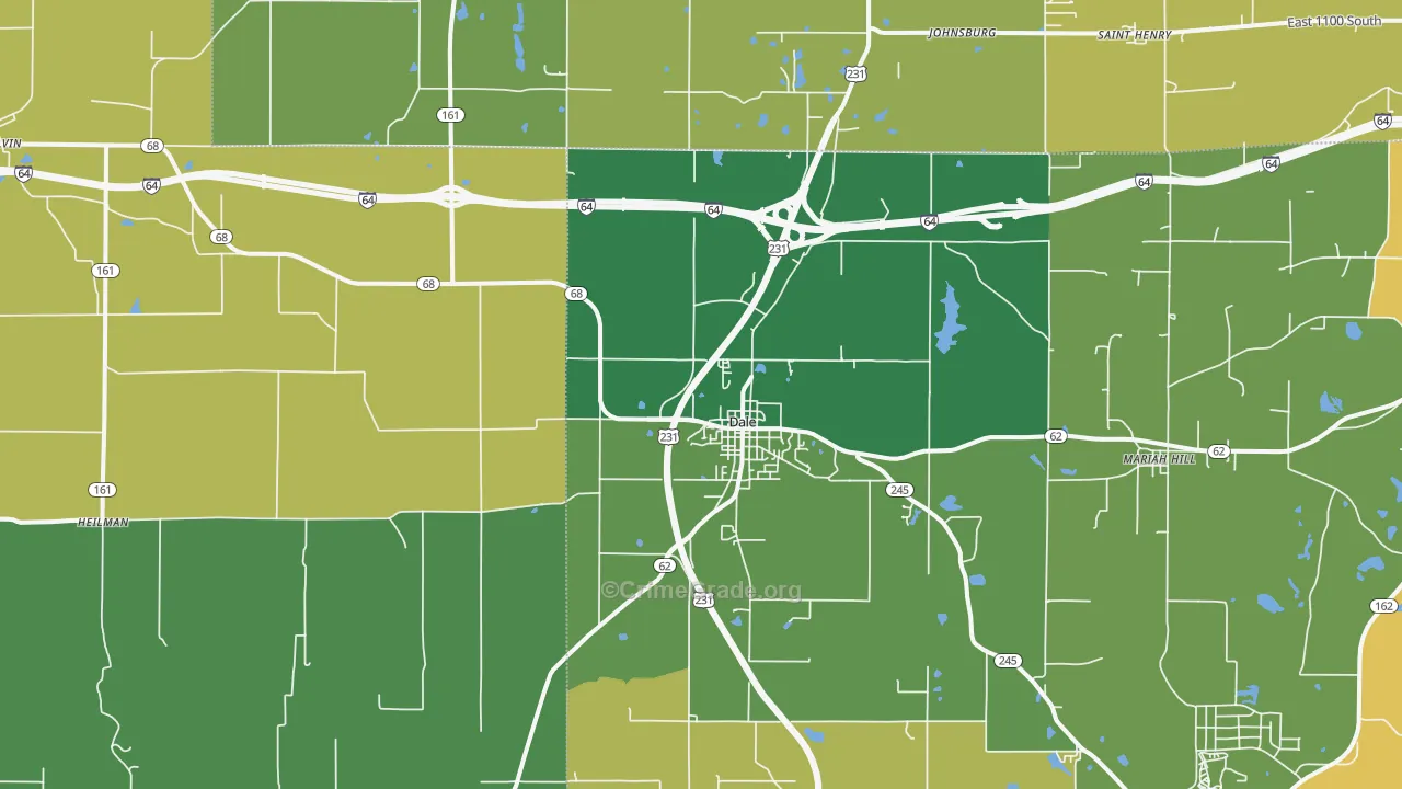 Dale, IN Map of Vehicle Theft Rates