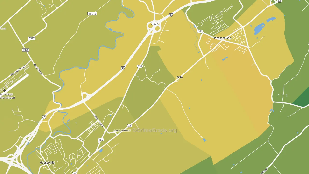 Dale Summit, PA Map of Vehicle Theft Rates