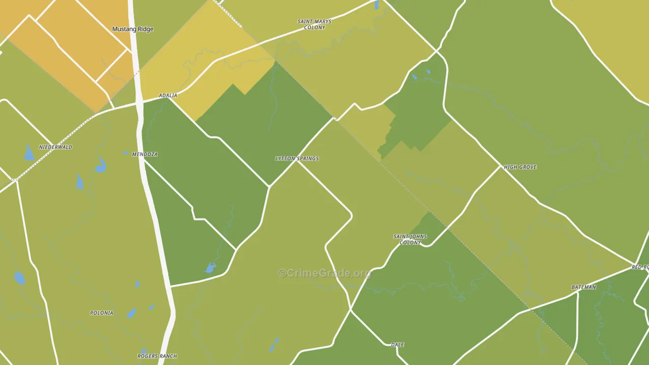 Dale, TX Map of Vehicle Theft Rates