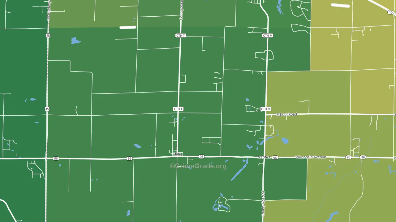 Dale, WI Map of Vehicle Theft Rates