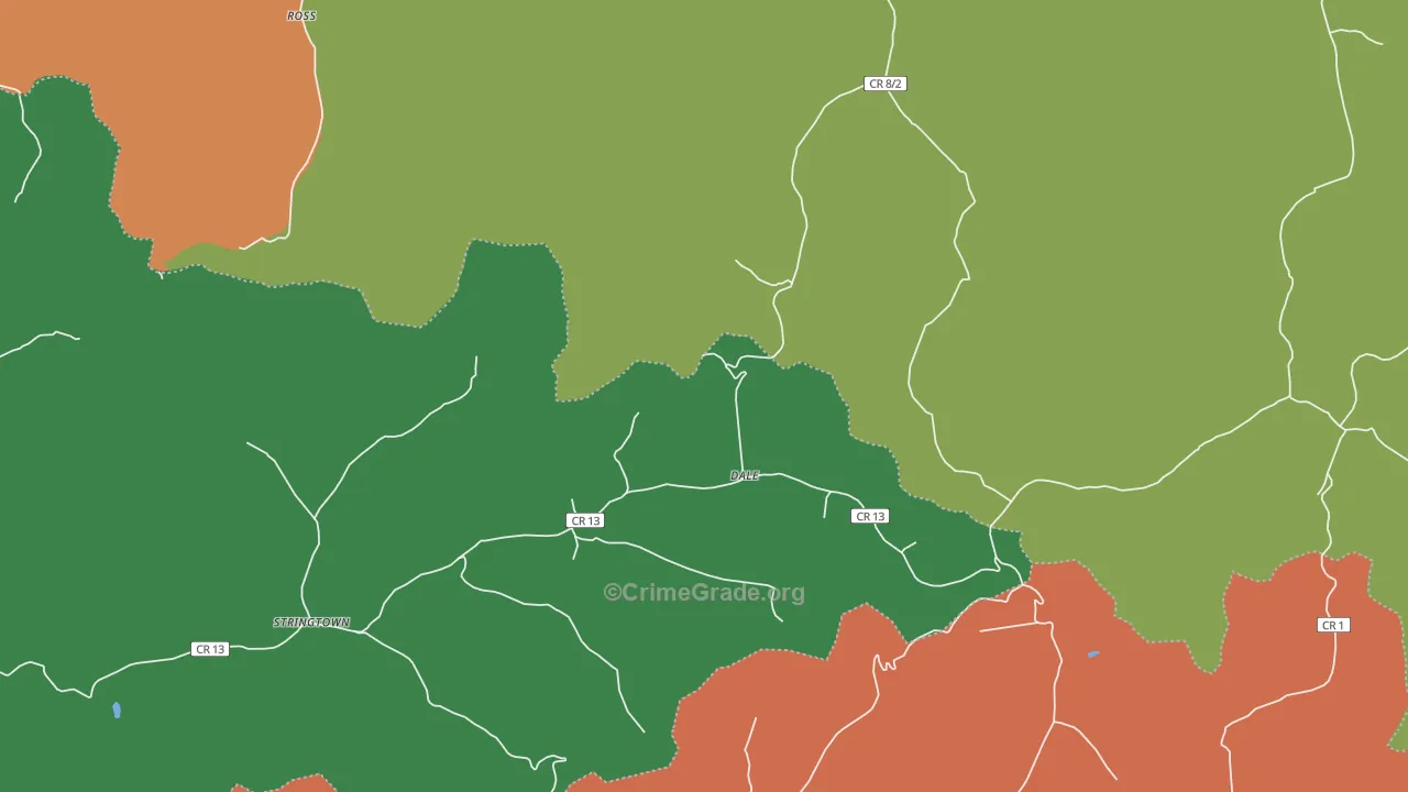 Dale, WV Map of Vehicle Theft Rates