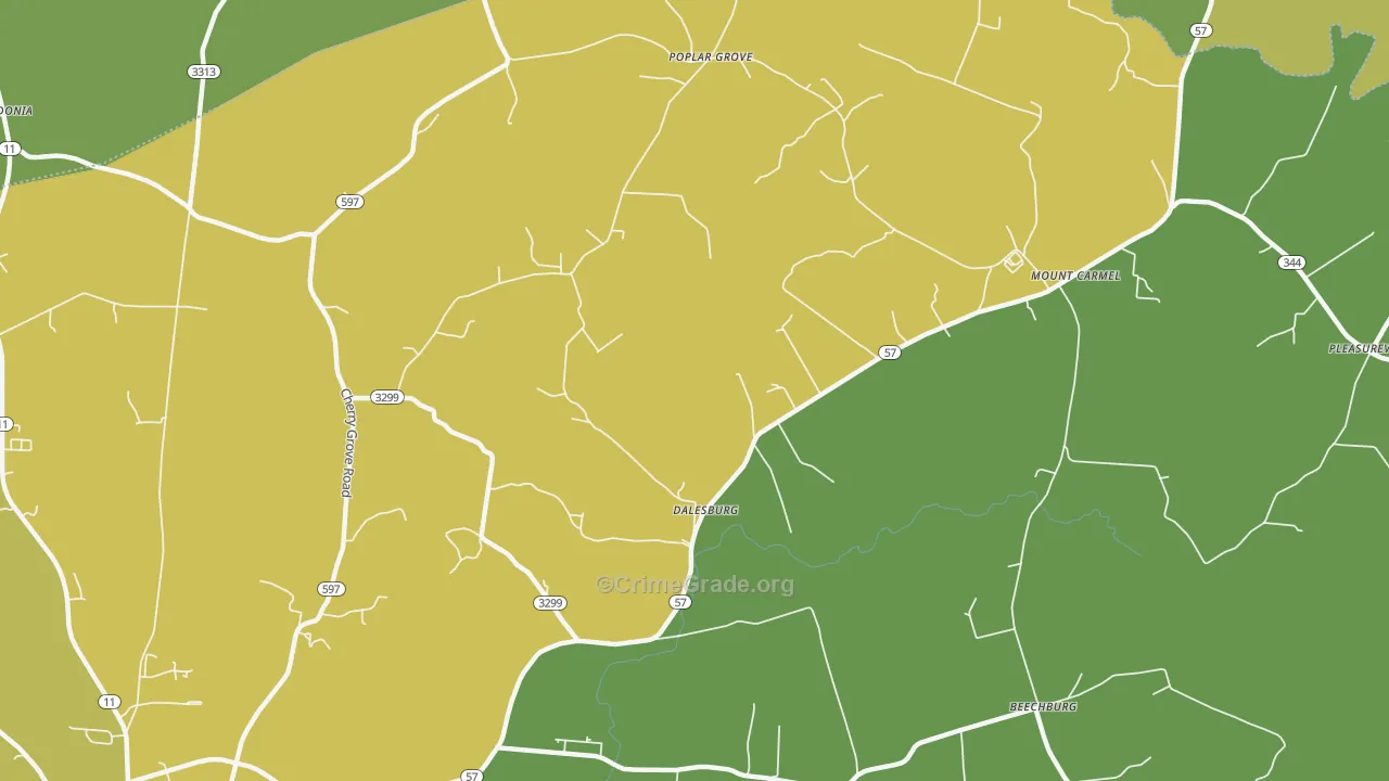 Dalesburg, KY Map of Vehicle Theft Rates