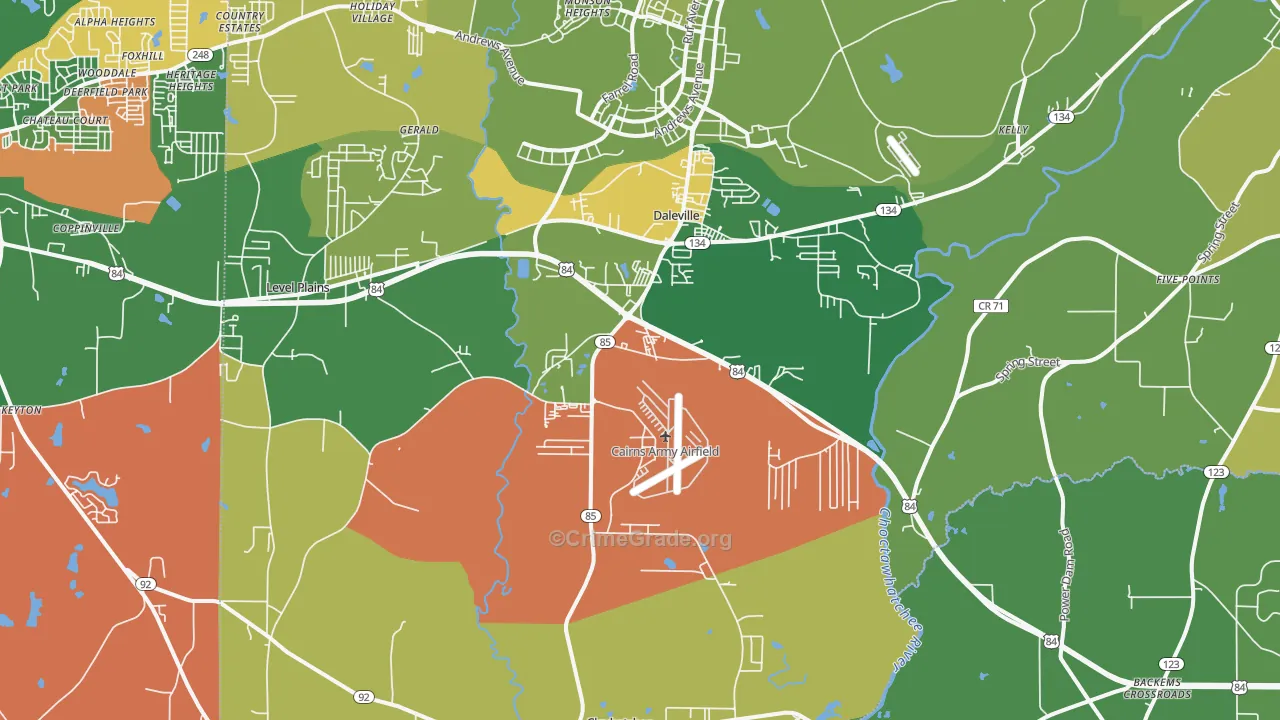 Daleville, AL Map of Vehicle Theft Rates