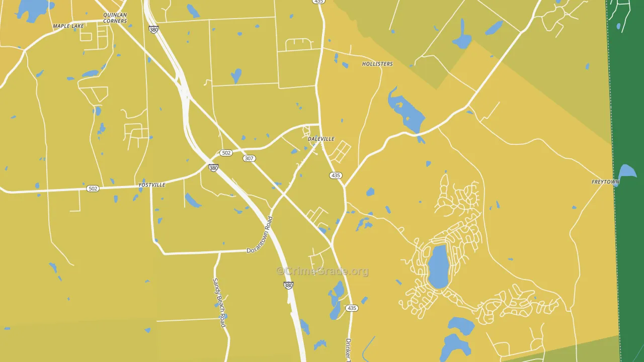 Daleville, PA Map of Vehicle Theft Rates