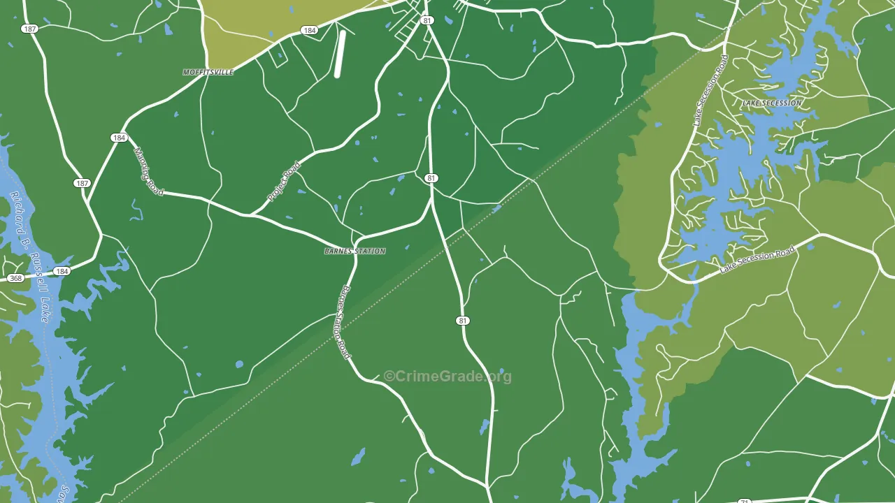 Dalewood, SC Map of Vehicle Theft Rates