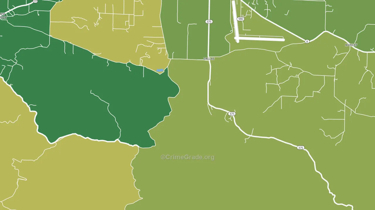 Dallas, AR Map of Vehicle Theft Rates